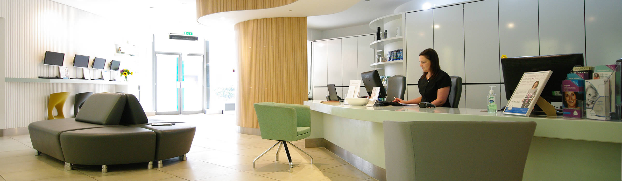 Reception area of Watford dentist Senova Dental Studios in Watford, Hertfordshire